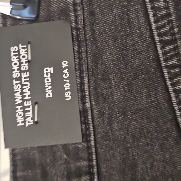 Divided Black Jean Shorts High-Waisted Frayed Hem - Picture 3 of 3